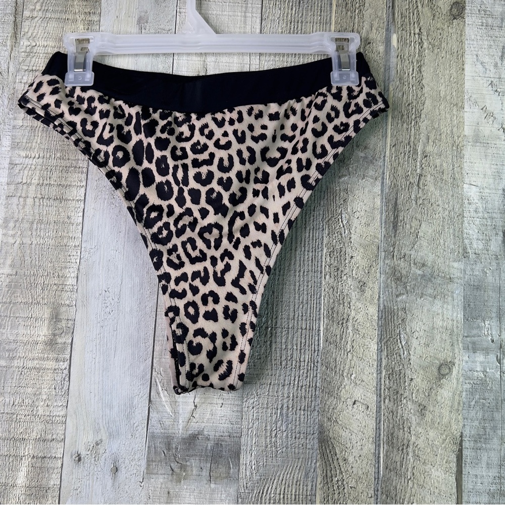 Large High Thigh Cut Out Animal Print Bikini Bottom Brief